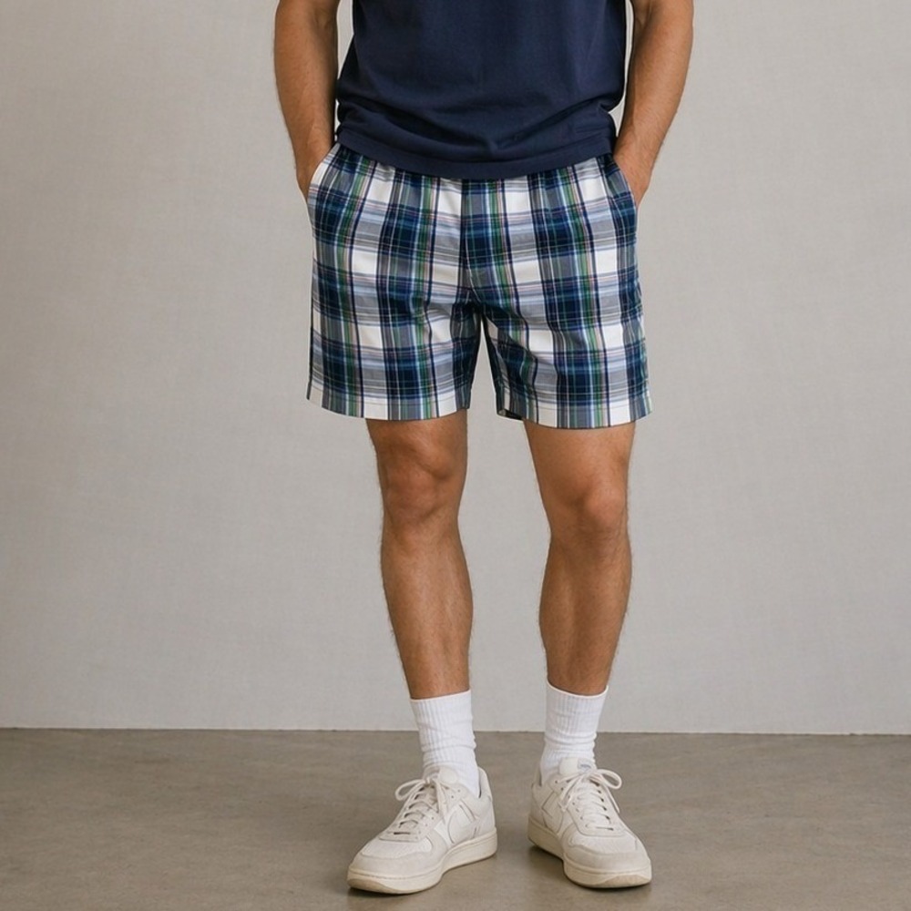 Ben Hogan Shorts Mens Large Blue Plaid Golf Performance‎ Flat Front Casual